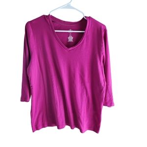 St. John's Bay Women's Pink 3/4 Sleeve Shirt Size PXXL D28